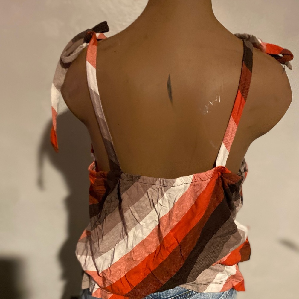 Striped Multicolor Button-Up Women's Top - Picture 3 of 3